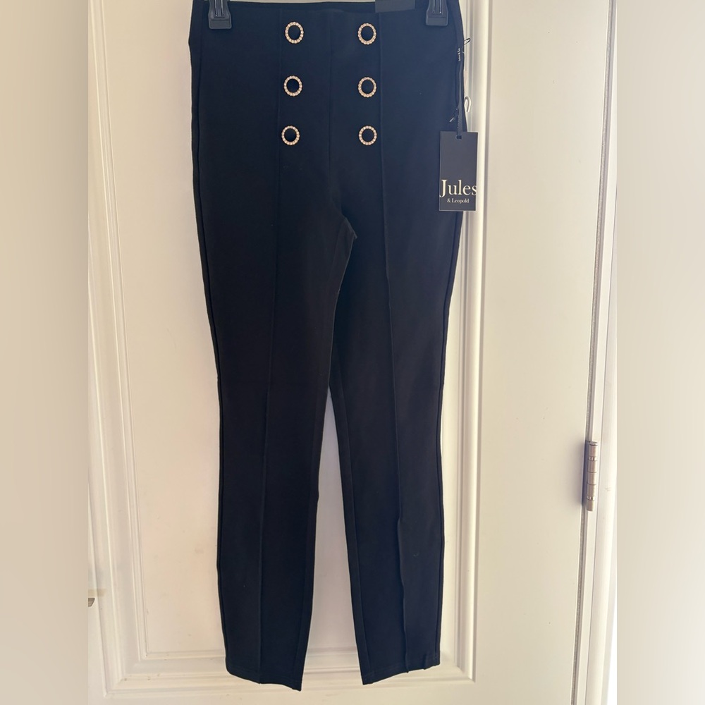 Jules & Leopold Black Leggings with Gold Accents in Size XS